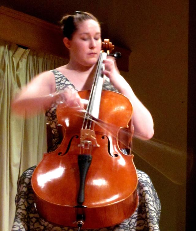 Photo courtesy of Carolyn Blood Beaver plays the cello during her senior recital on May 1 in Ice Auditorium.