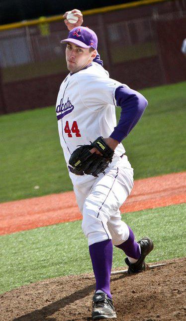 K.C. Wiser, class of ’11, winds up for the pitch in his only game of the 2011 season. 	Photo courtesy of E.C. Mueller.