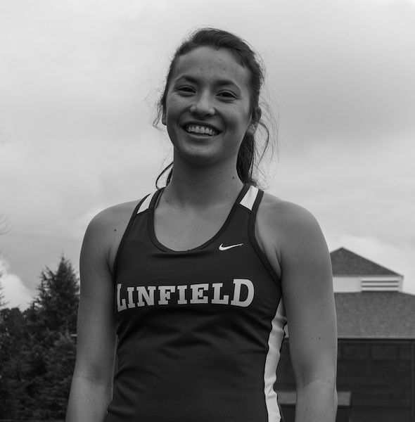 Junior Sienna Noe is one of the top runners for the Linfield cross country team. Noe now has a 7-month-old son named Blaise. She continually has to manage her schedule to take care of her child, practice and complete her classes for her communication arts major and Spanish minor.
Joel Ray/Senior Photographer