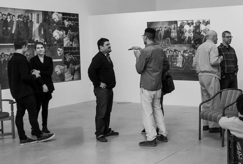 Students and faculty attend the opening of “An Interactive Installation” in the Linfield Gallery on Feb. 16. It features interactive pieces created by artists Modou Dieng and Devon A. VanHouten-Maldonado.
Joel Ray/Senior photographer