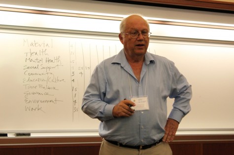 Keynote speaker of The Good Life conference, John de Graaf presents his workshop on Applying Well-Being and Happiness Policy Tools on Oct. 11 in TJ Day Hall.