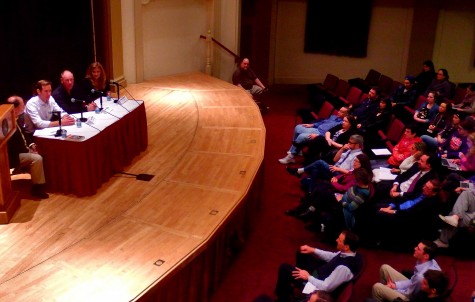 Students and staff attending the Sports Writers Symposium in Ice Auditorium on Feb. 26. For the Review/John Christensen.