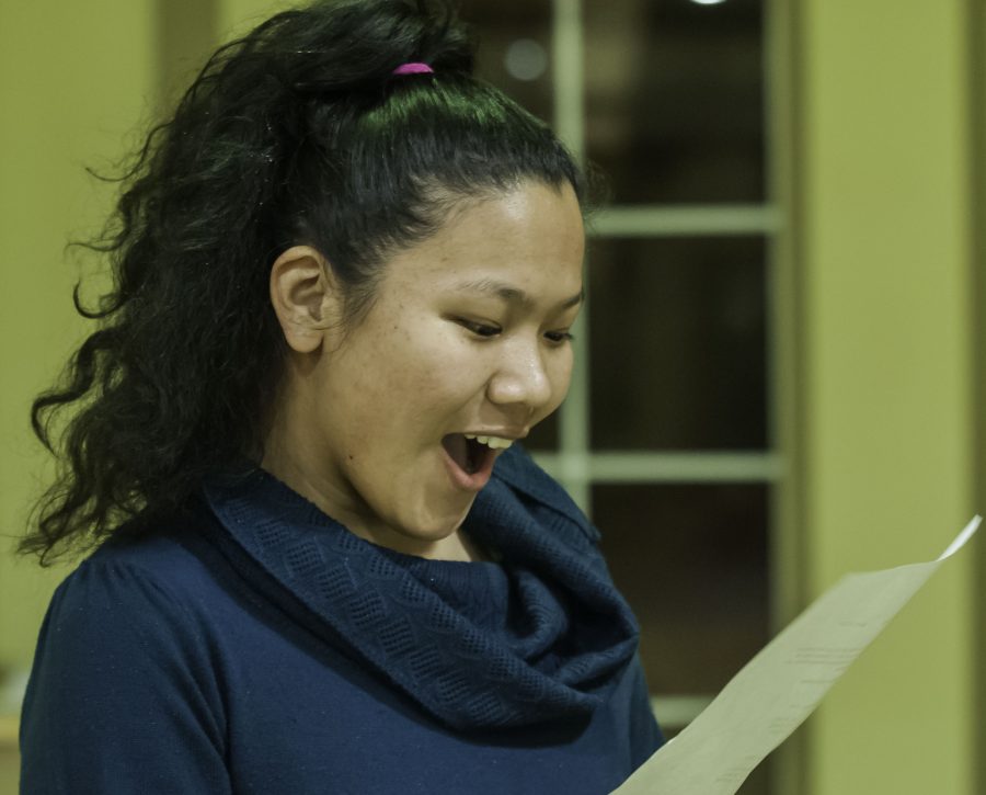 Tenzin Yangchen, 18, reacts to learning that she won this years ASLC election. She will be ASLC president for the 2017-18 school year. 