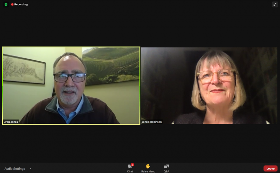 Jancis Robinson, MW joined Gregory Jones for the Linfield Wine Lecture Series via Zoom Wednesday morning. 