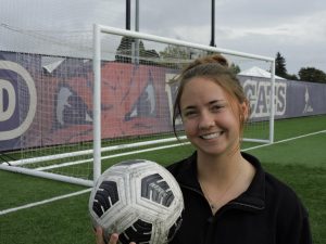 Emma Sammartino, a senior on the Linfield women’s soccer team.