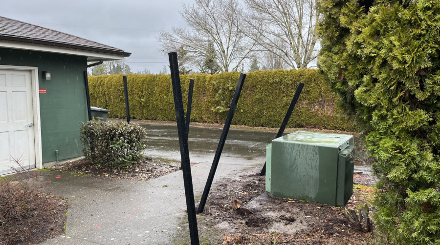 Fence posts for the future fence at the Blaine Street apartments on February 7.