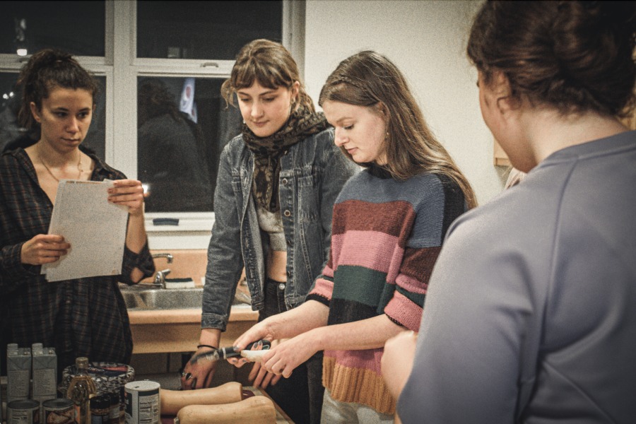 Students preparing butternut squash soup at one of the cooking classes. Photo courtesy of Bridger Hayes-Lattin