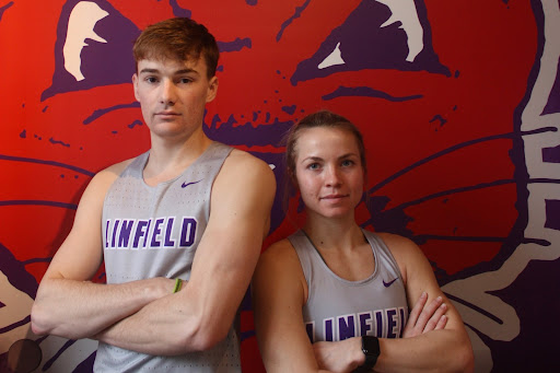 Kenzie Feinglas and Chandler Morris posing in their new jerseys.