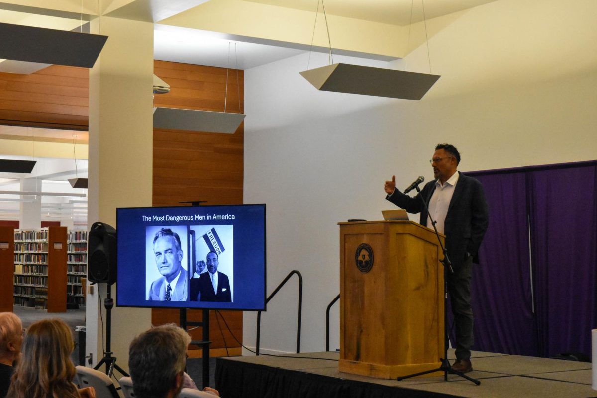Nicholas Buccola speaks at Nicholson Library