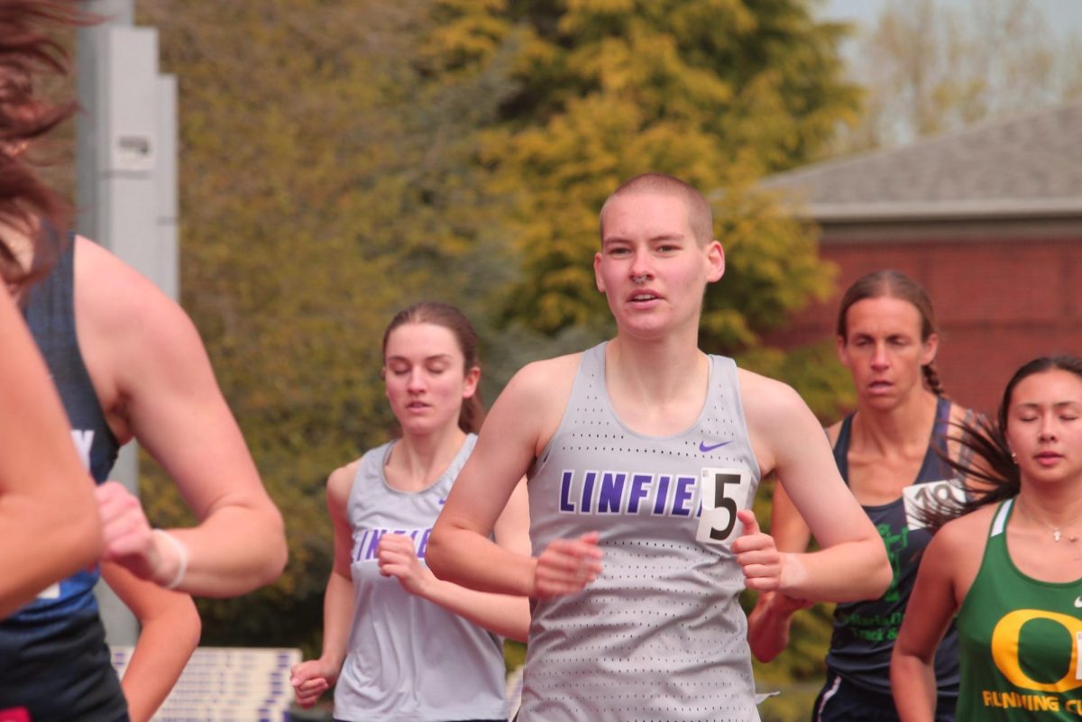 Junior Jayden Taylor (5) on a straight stretch during a race.